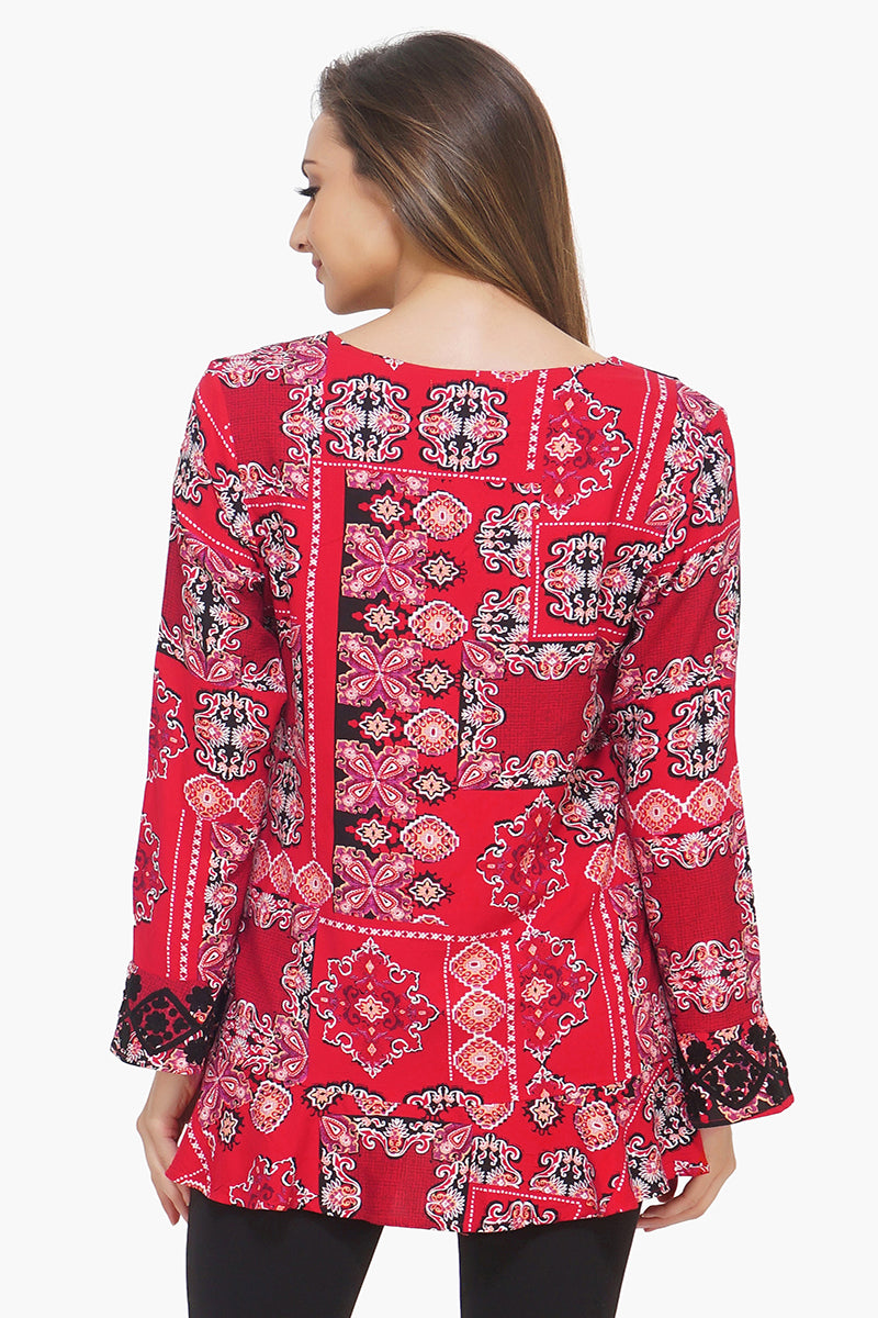 Tassel Tie Printed Top