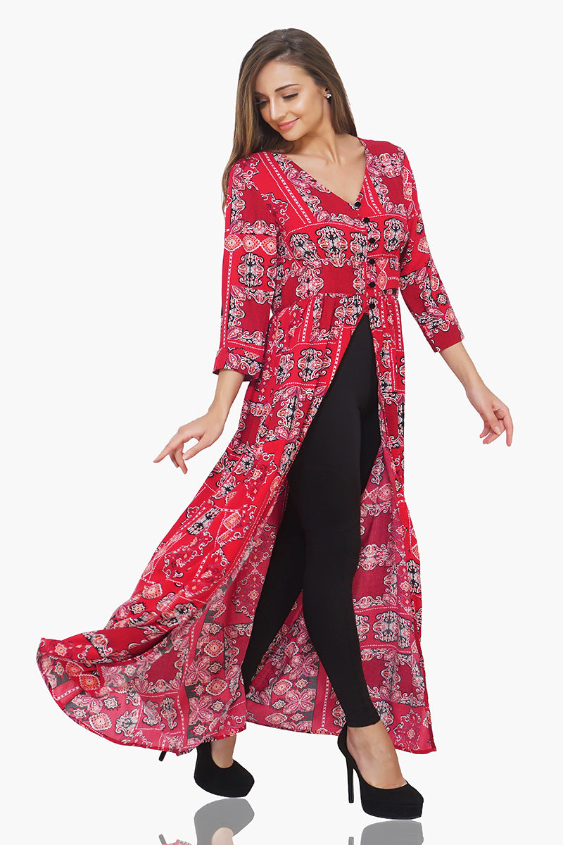 Scarlet Breeze Button-Down Cover-Up Dress