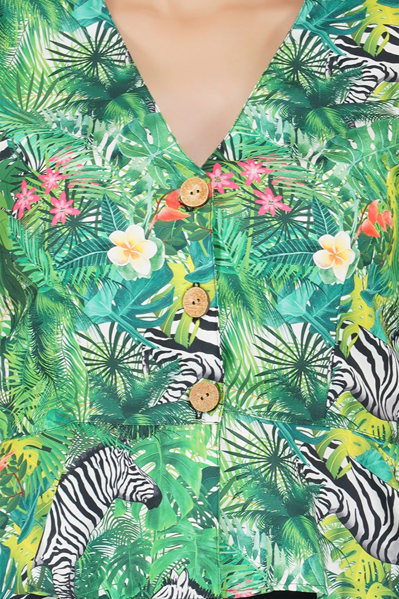 Tropical Peplum Top