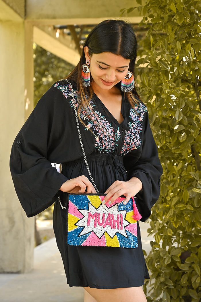 MUAH Embellished Colorful Sling Bag