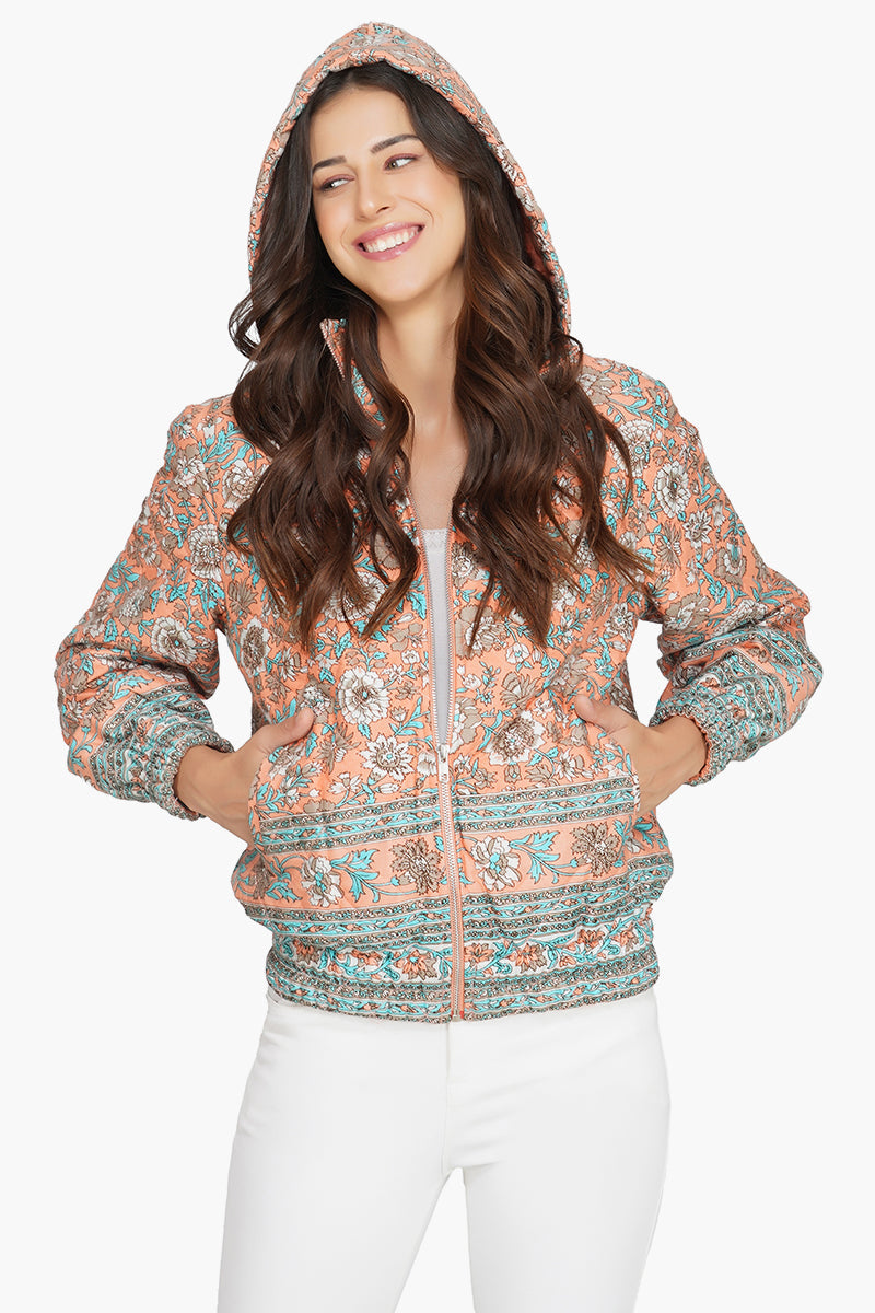 Georgia Peach Floral Bomber Jacket