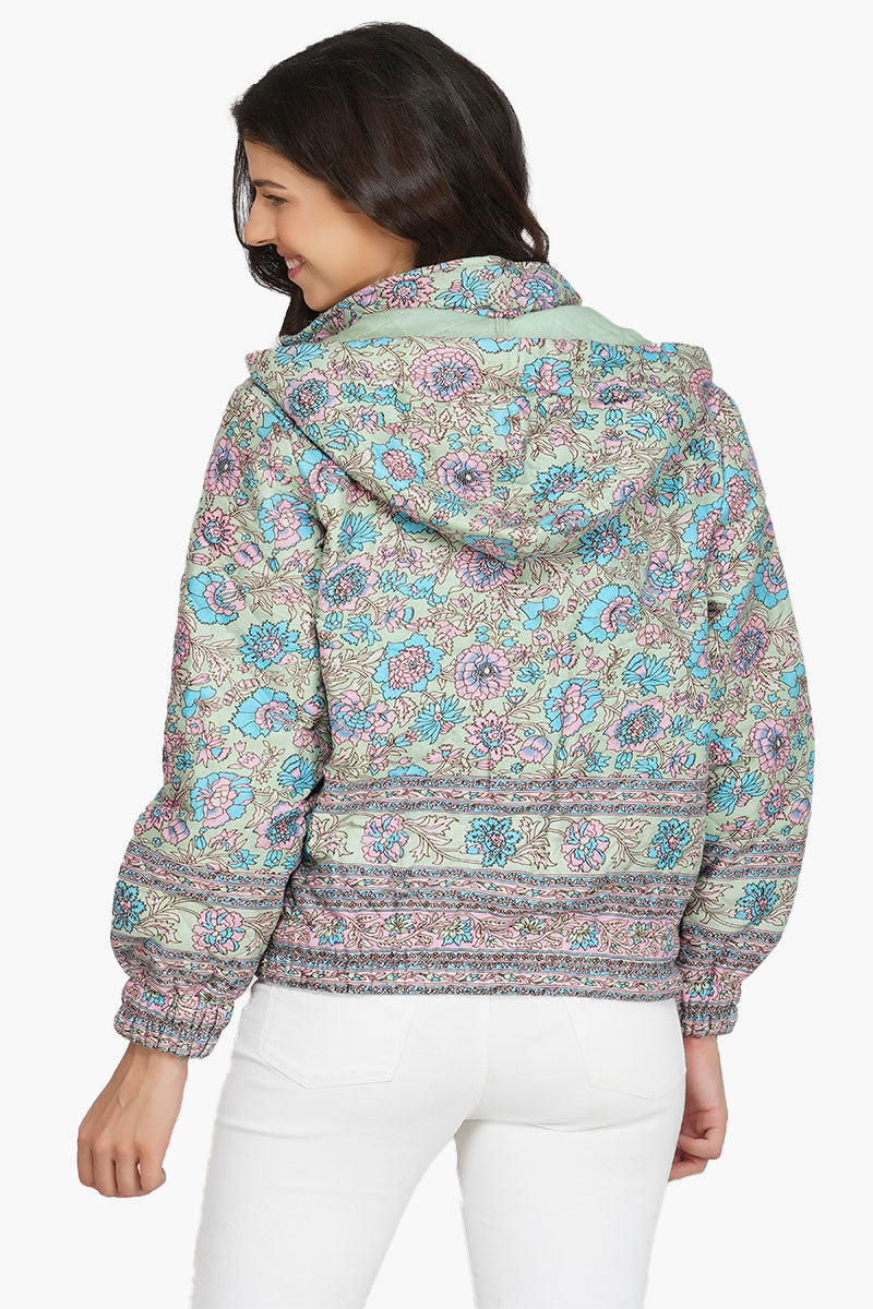 Aruba Blue Floral Bomber Jacket