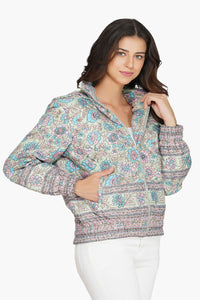 Aruba Blue Floral Bomber Jacket