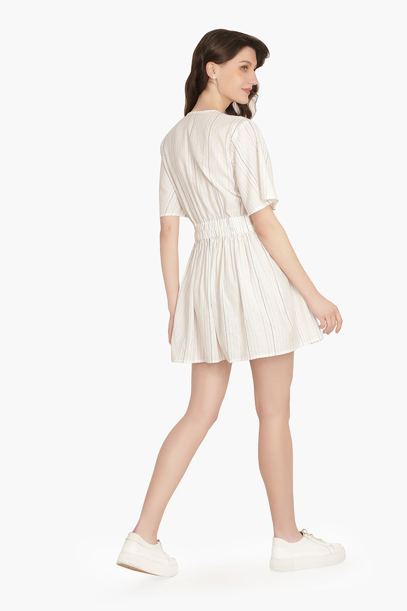 Pin Stripe Front Knot Romper