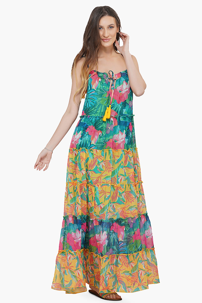 Jungle Serenade Tiered Maxi Dress