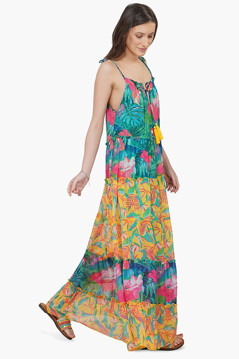 Jungle Serenade Tiered Maxi Dress