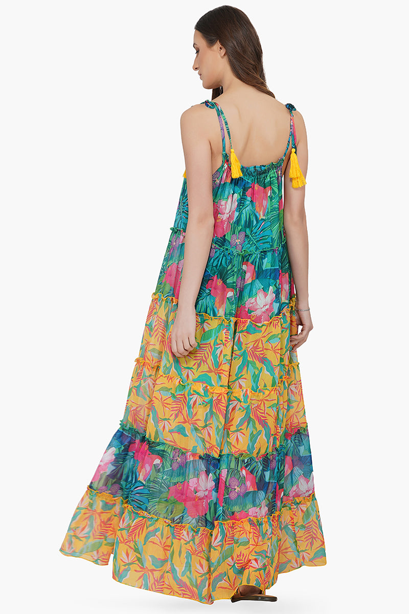 Jungle Serenade Tiered Maxi Dress