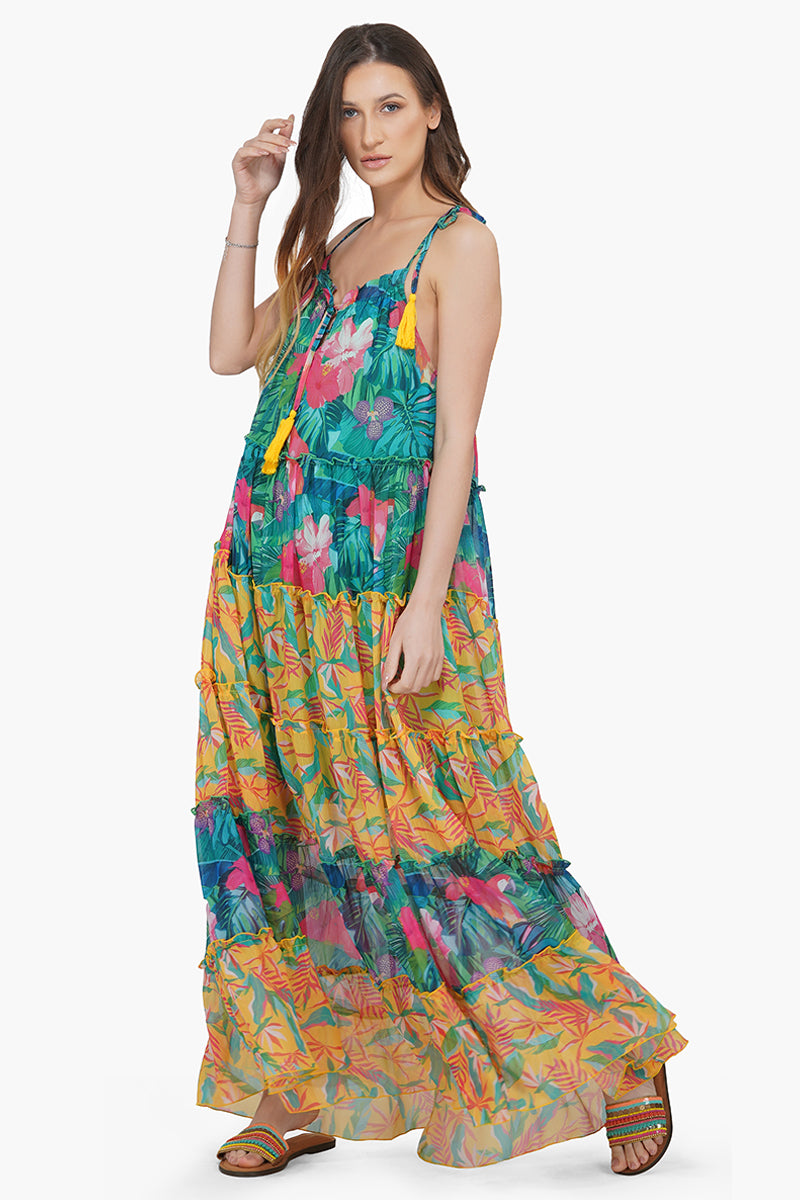 Jungle Serenade Tiered Maxi Dress