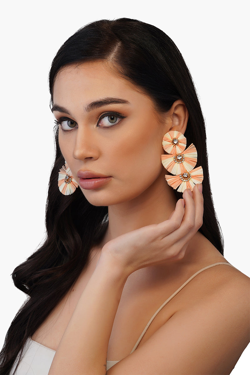 Blush Two Tone Raffia Earrings