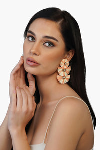 Blush Two Tone Raffia Earrings