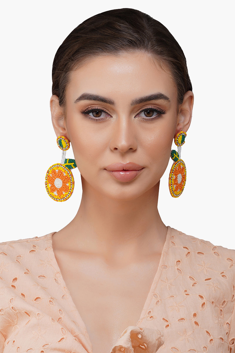 Orange Beaded Earrings