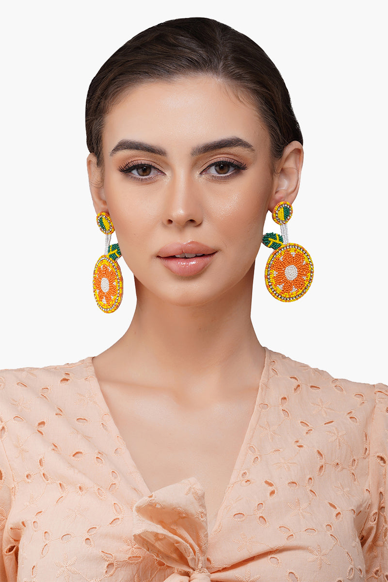 Orange Beaded Earrings