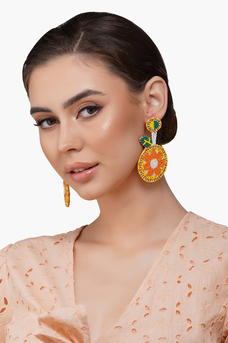 Orange Beaded Earrings