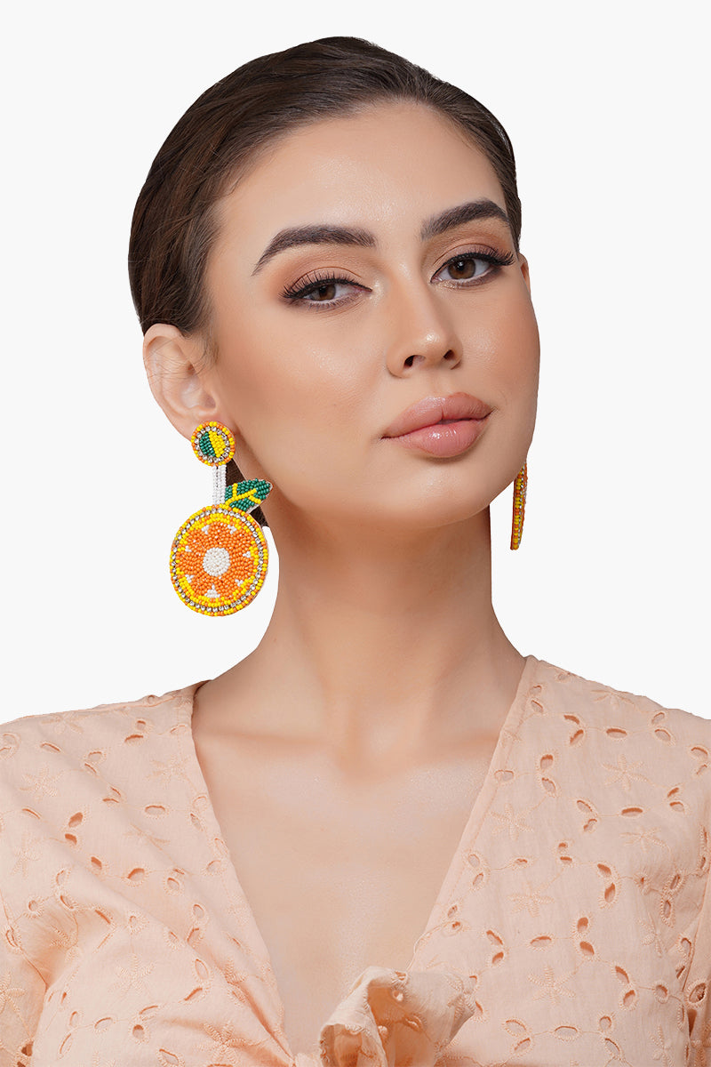 Orange Beaded Earrings