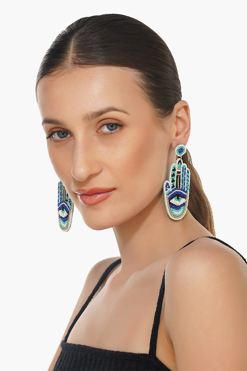 Hamsa Evil Eye Beaded Earrings