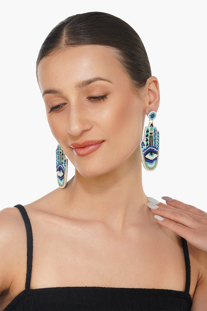 Hamsa Evil Eye Beaded Earrings