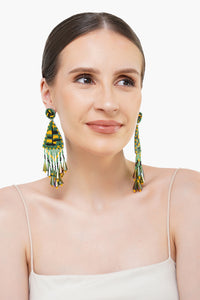 Emerald Beaded Drop Earrings