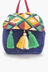 Azure Embroidered Mini Backpack