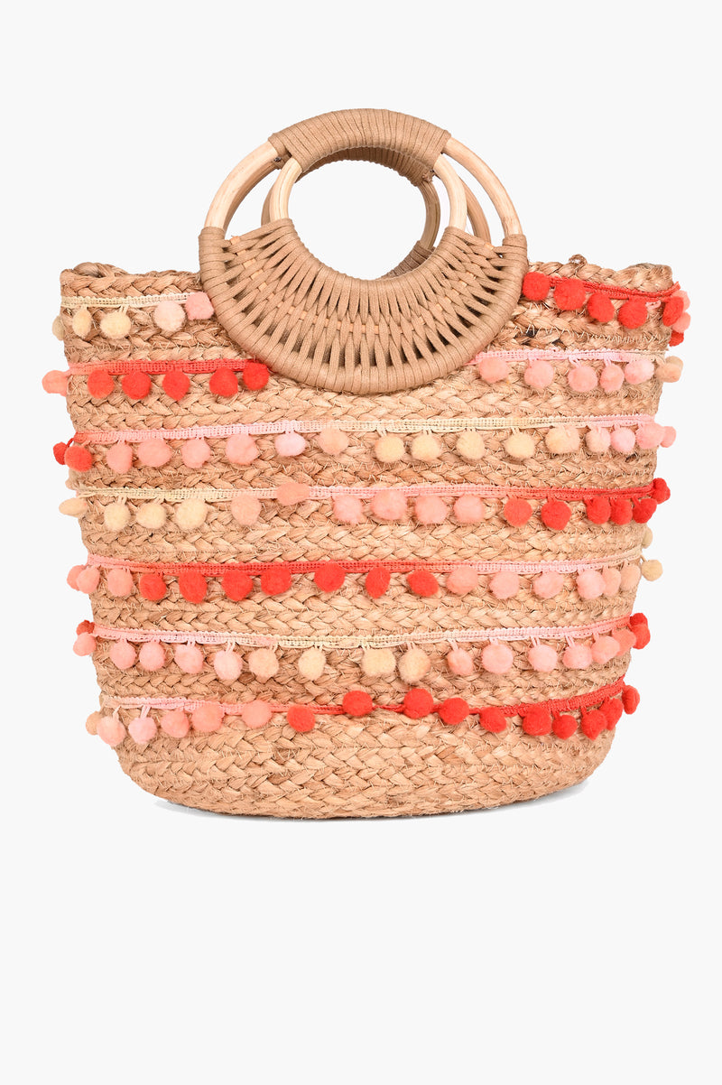 Boho Pom Pom Tote Bag