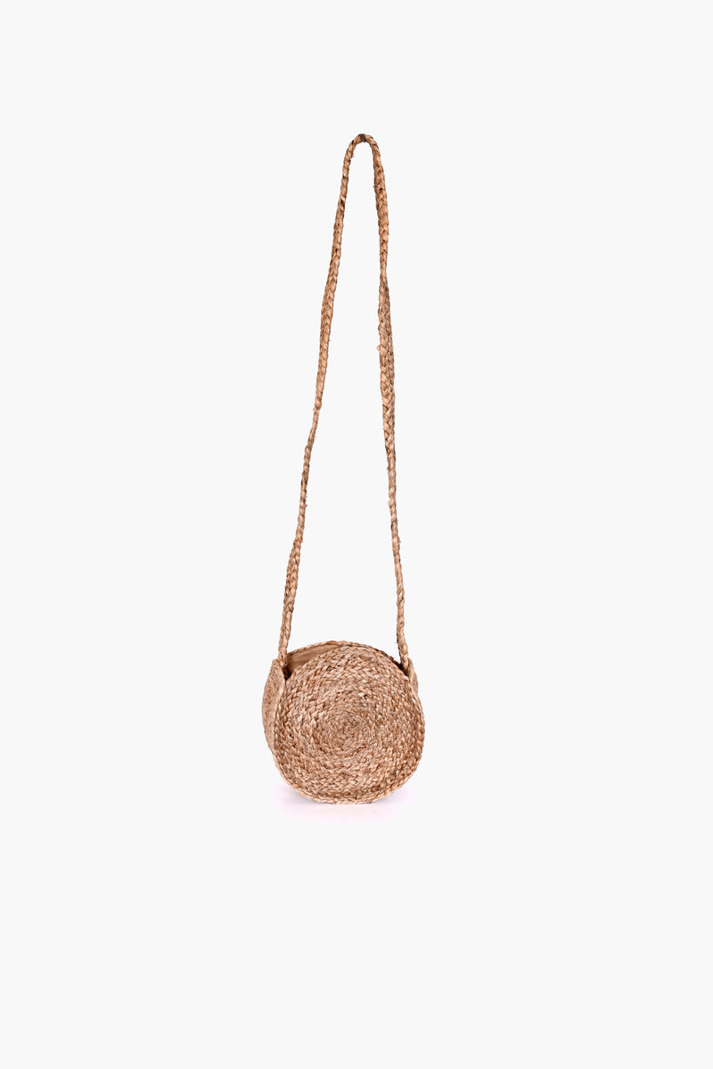 Women Summer Round Natural Jute Crossbody Bag