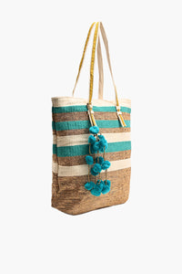 Turquoise Glitter Oversized Tote