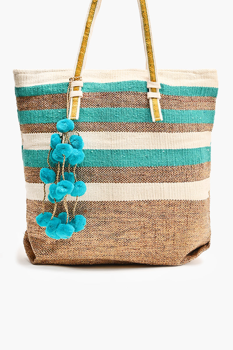 Turquoise Glitter Oversized Tote