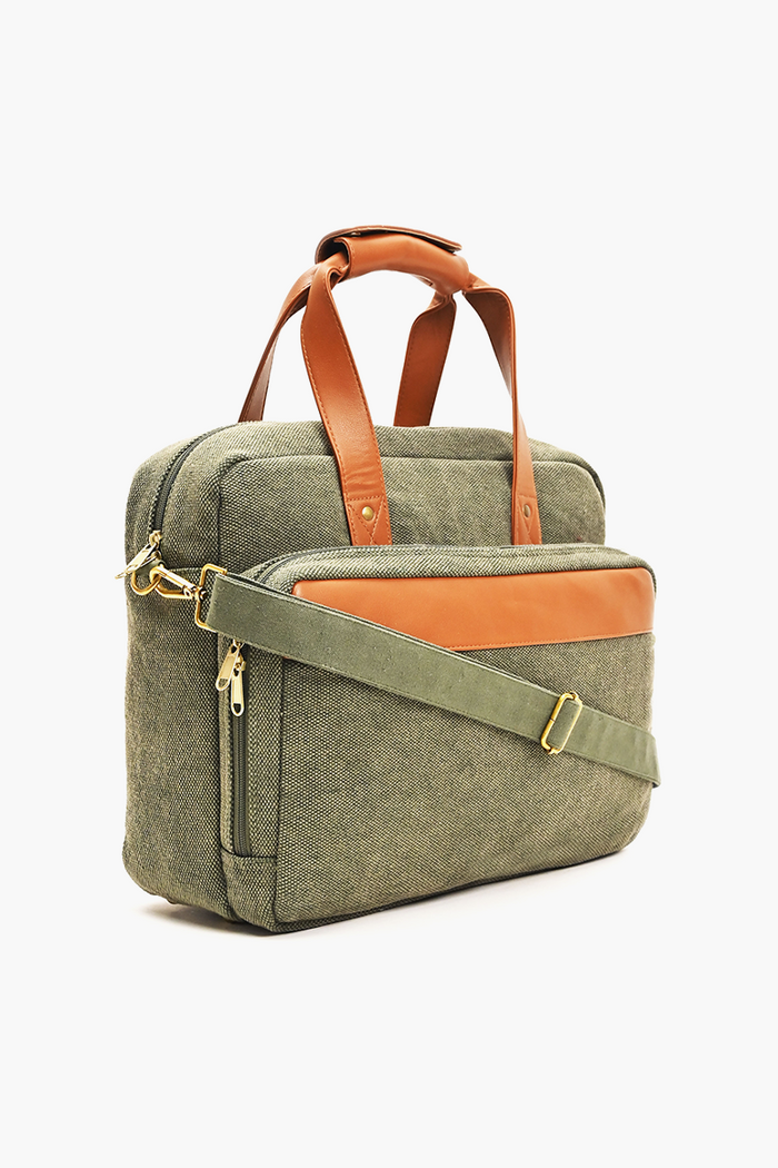 Olive Cotton Laptop Bag