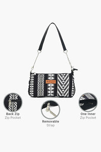 Geometric Charm Shoulder Bag - Black