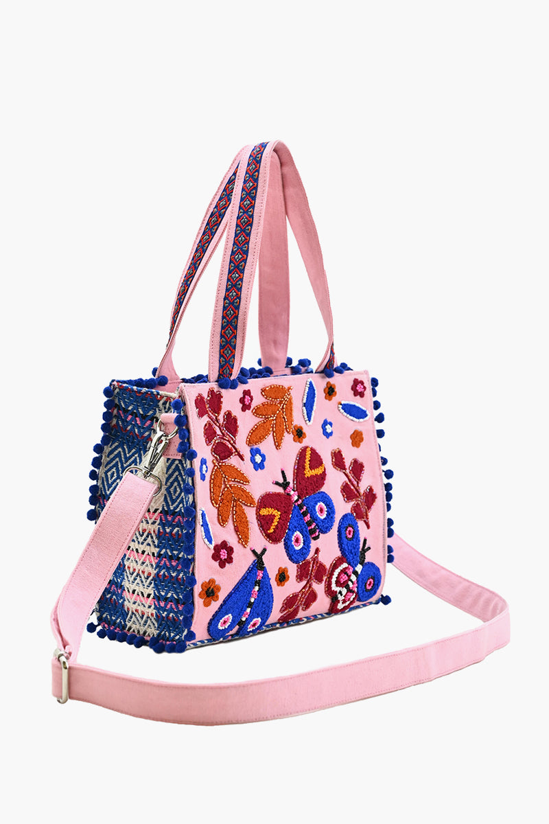 Butterfly Beaded Mini Tote Bag