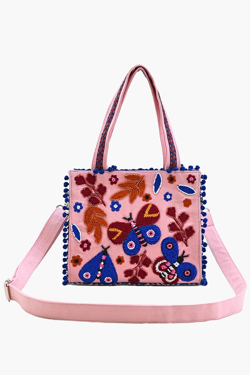 Butterfly Beaded Mini Tote Bag