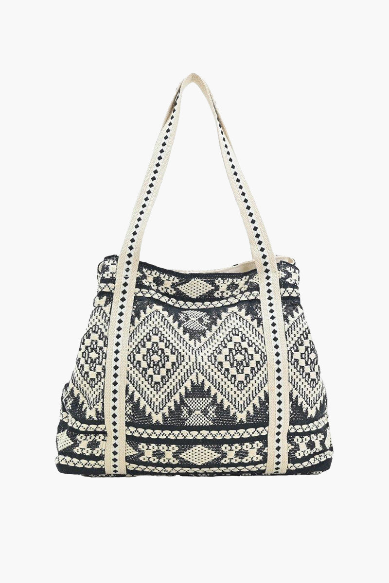 Bohemian Embellished Tote Bag - Black