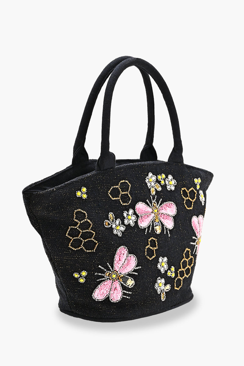 Honeybee Embellished Mini Bucket Bag - Pink