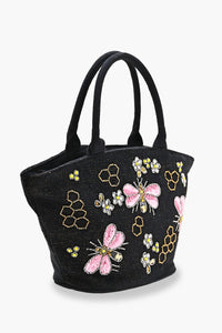 Honeybee Embellished Mini Bucket Bag - Pink