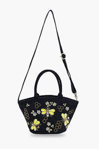 Honeybee Embellished Mini Bucket Bag - Yellow