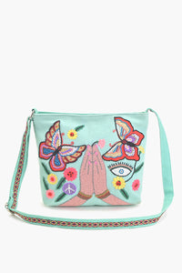 Turquoise Bliss Embellished Messenger Bag