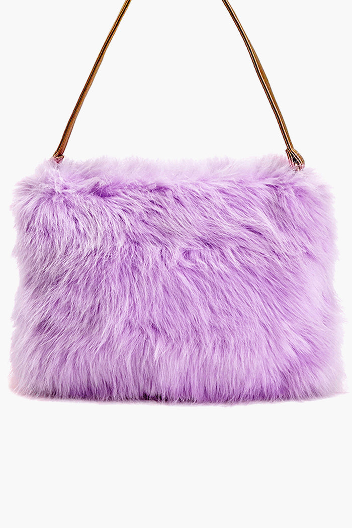 Lilac Luxe Faux Fur Shoulder Bag