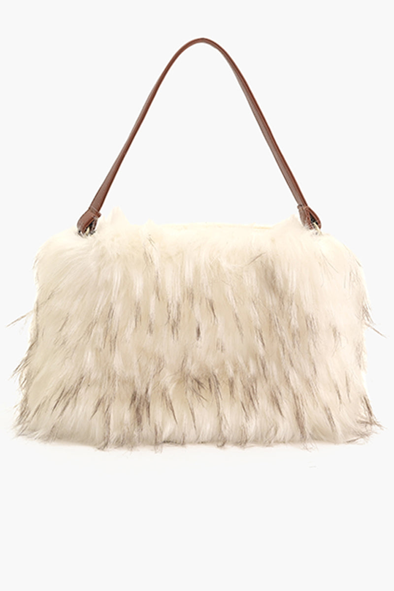 snow Pearl Faux Fur Shoulder Bag