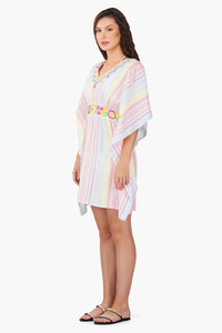 Pastel Kaftan Striped Dress