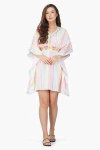 Pastel Kaftan Striped Dress