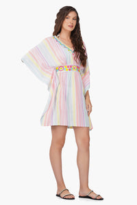 Pastel Kaftan Striped Dress