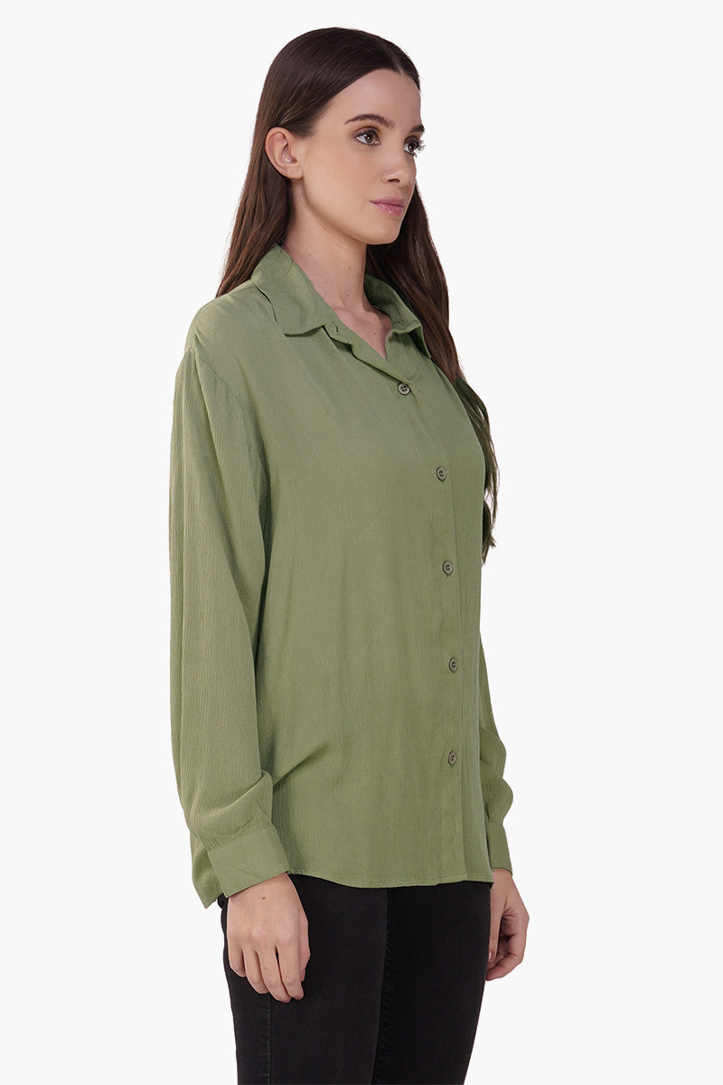 Olive Green Collared Button Down Shirt