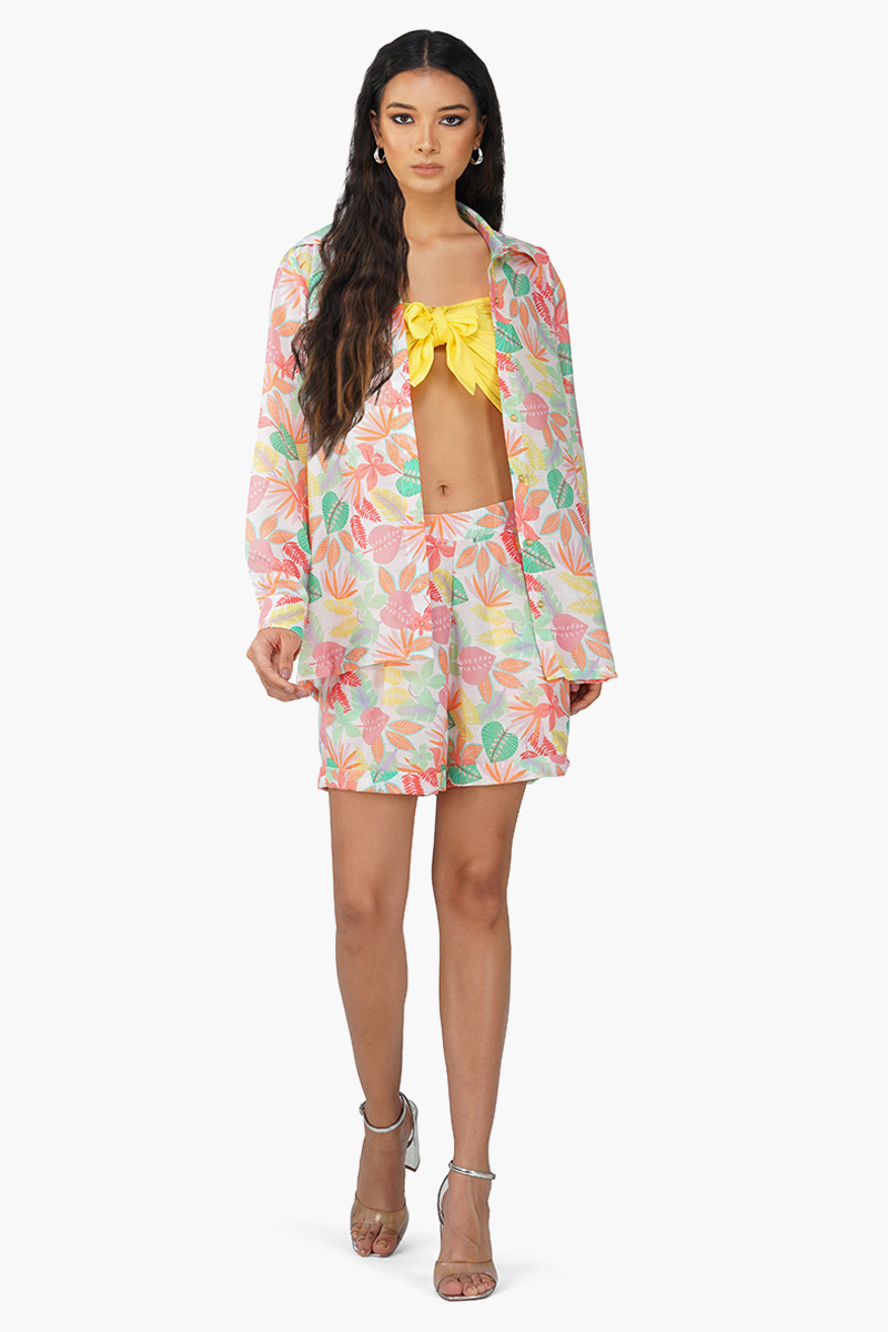 Summer Floral Printed Shorts & Shirt Set