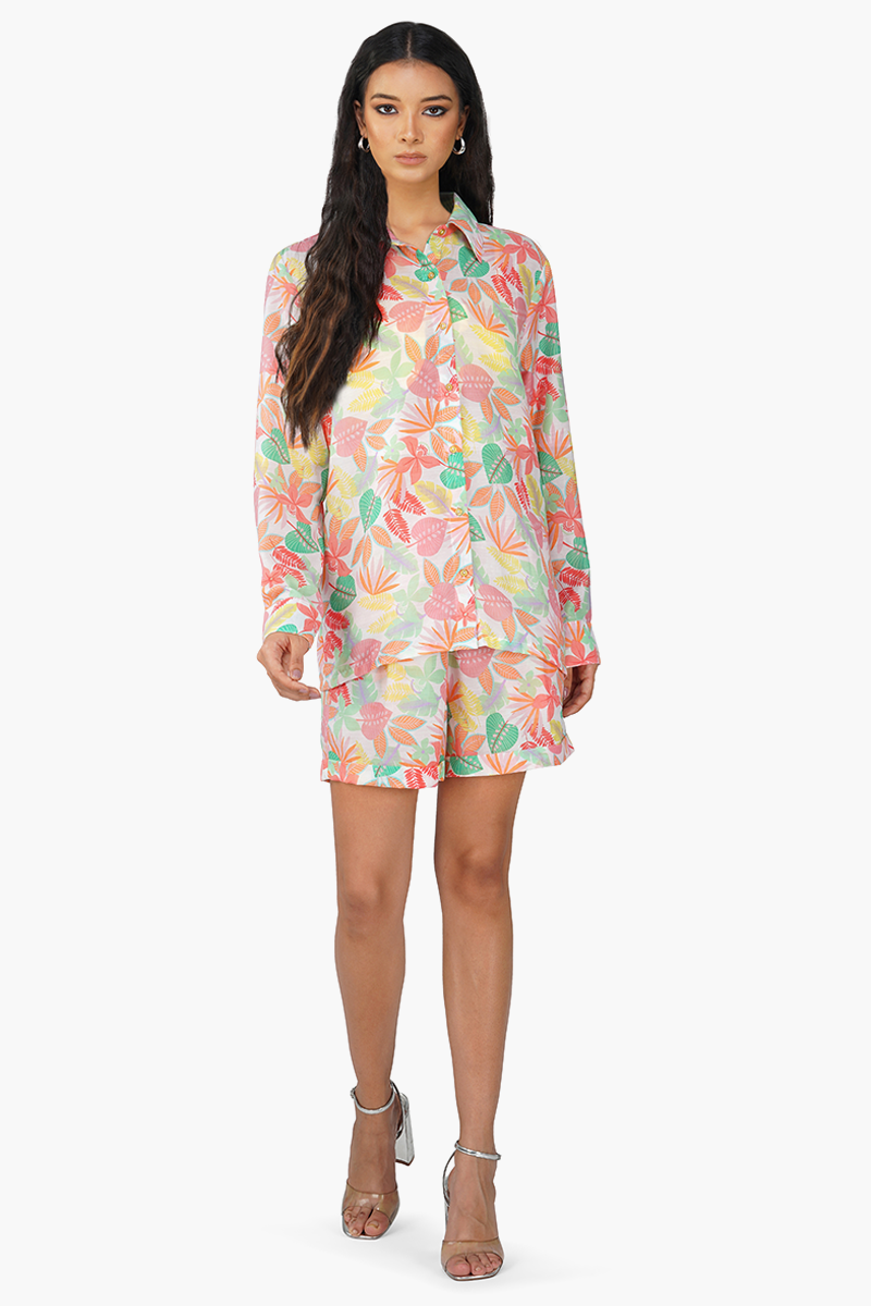 Summer Floral Printed Shorts & Shirt Set