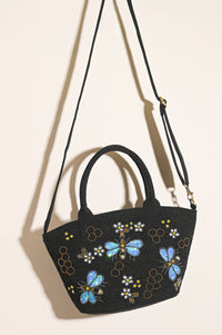 Honeybee Embellished Mini Bucket Bag - Blue