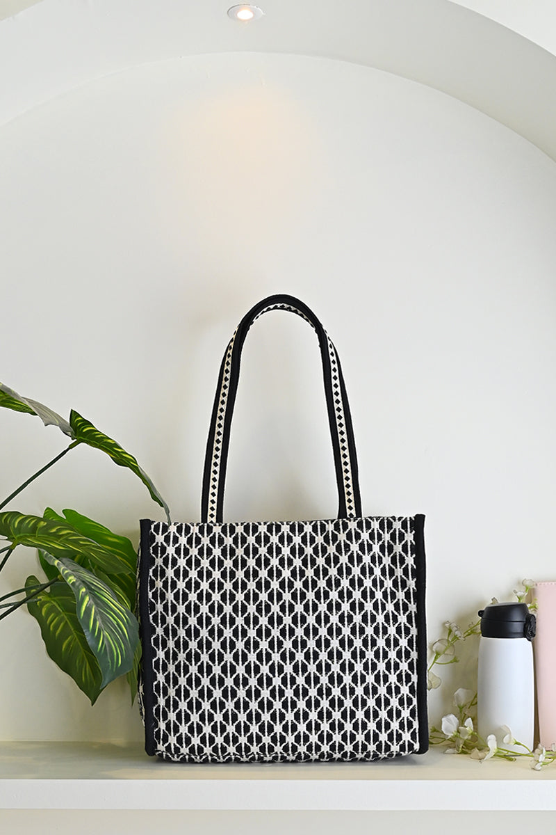 Classic Tote Bag Geometric Gem Structured