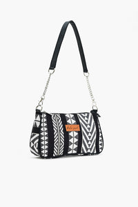 Geometric Charm Shoulder Bag - Black