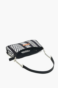 Geometric Charm Shoulder Bag - Black