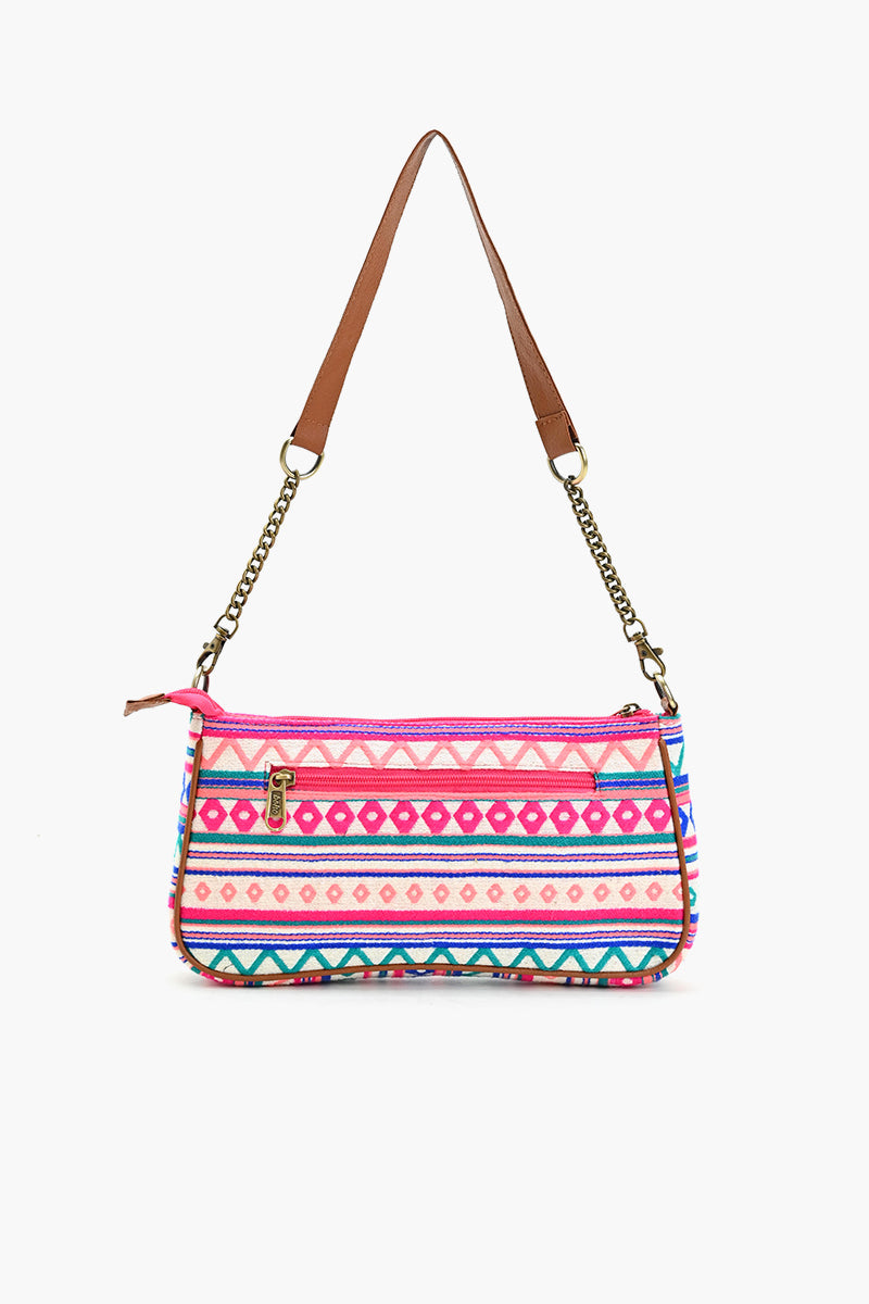 Geometric Charm Shoulder Bag - Pink