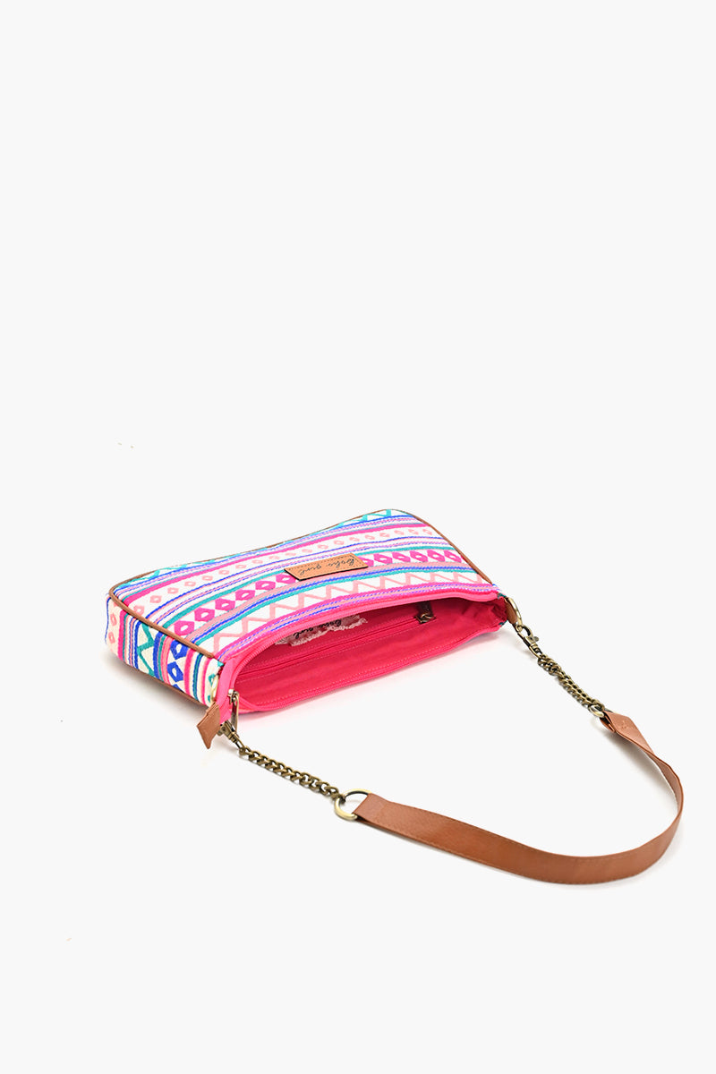 Geometric Charm Shoulder Bag - Pink