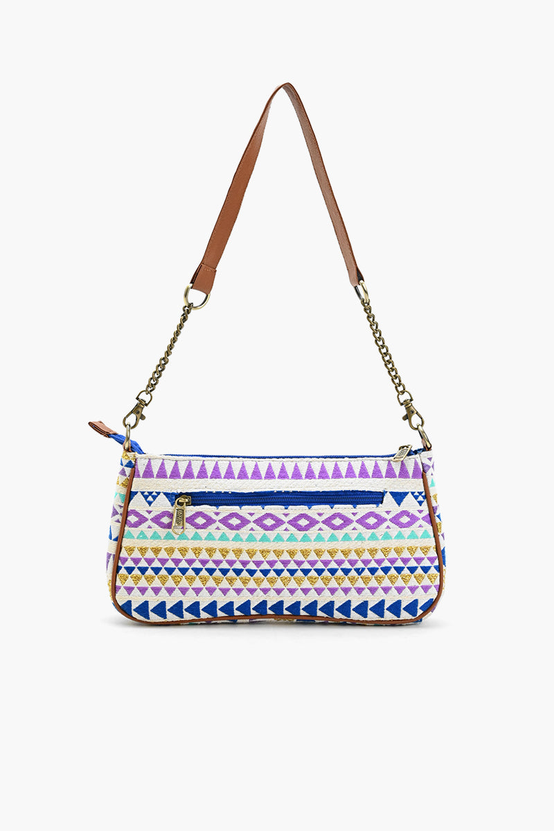 Geometric Charm Shoulder Bag - Blue